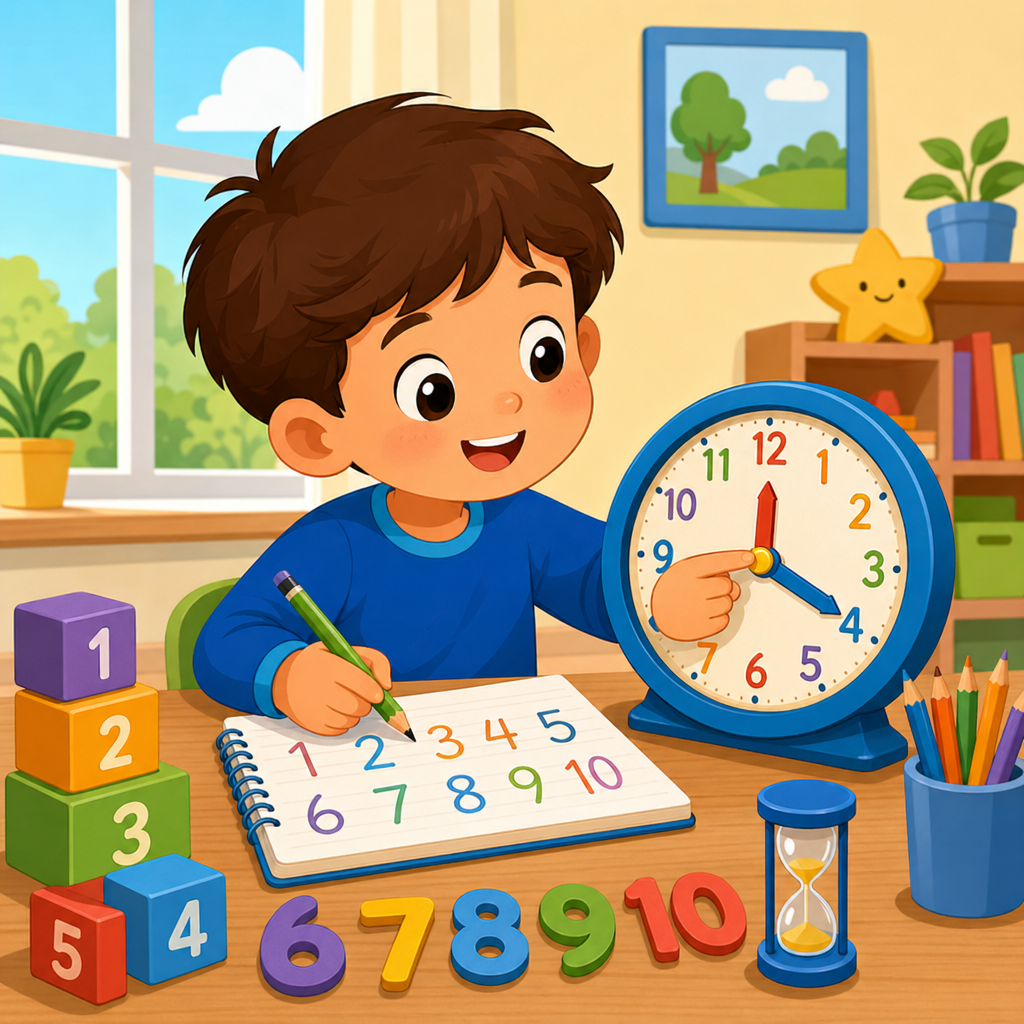 Beginner Exercises for Numbers and Time